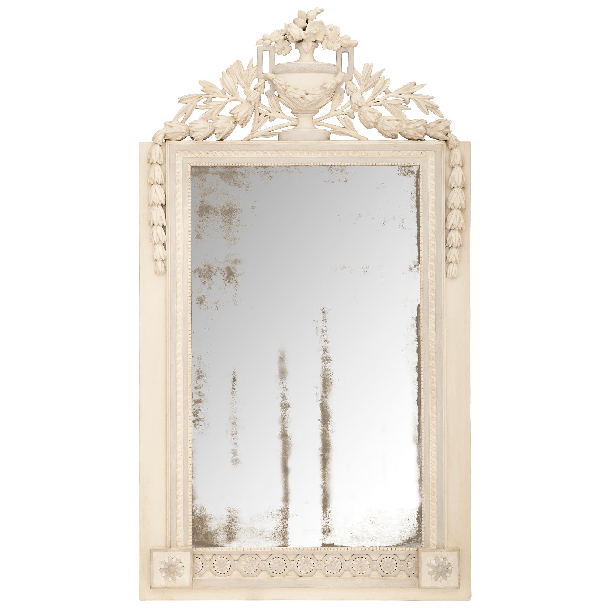 French 18th Century Louis XVI Period Patinated Wood Mirror For Sale