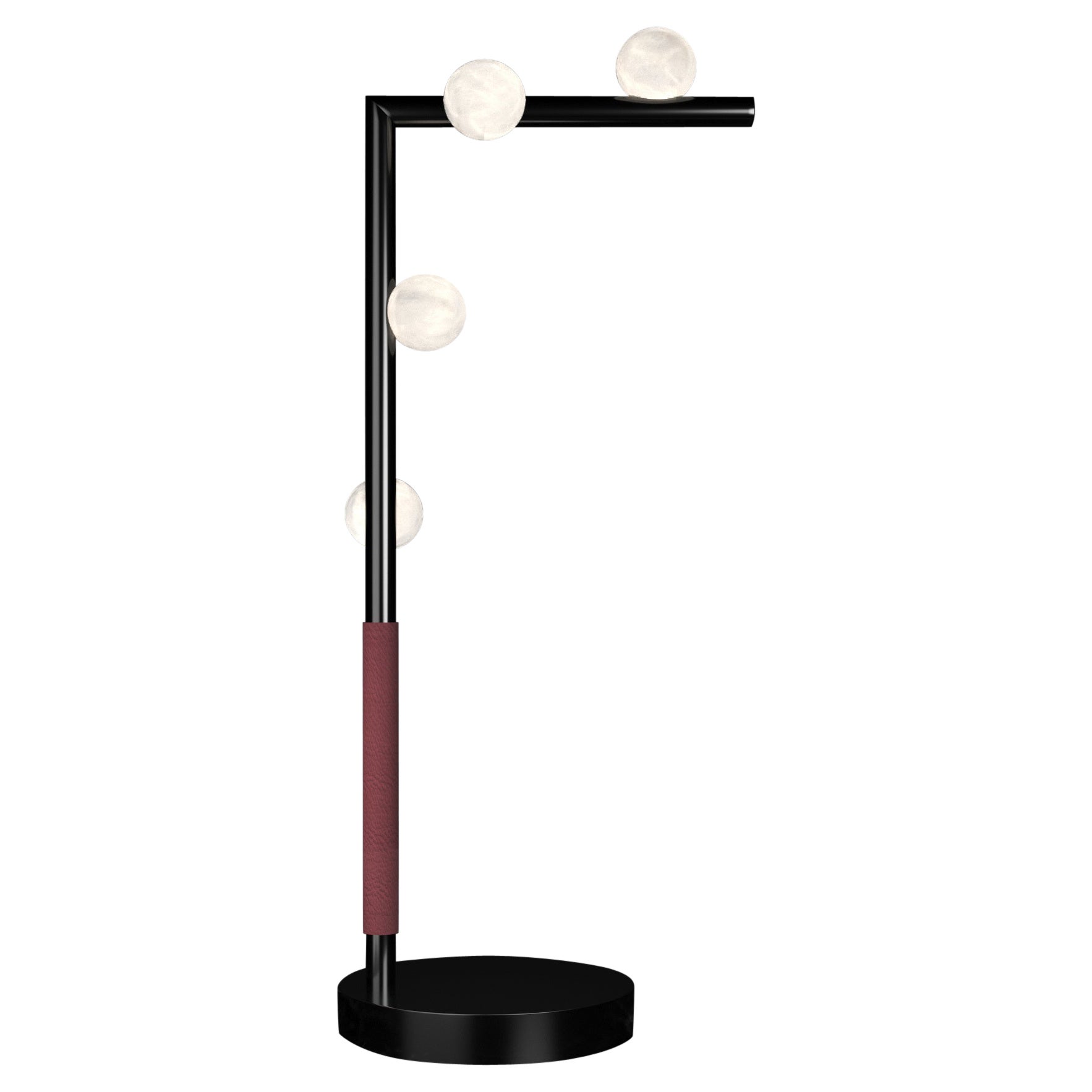 Demetra Shiny Black Metal Table Lamp by Alabastro Italiano For Sale
