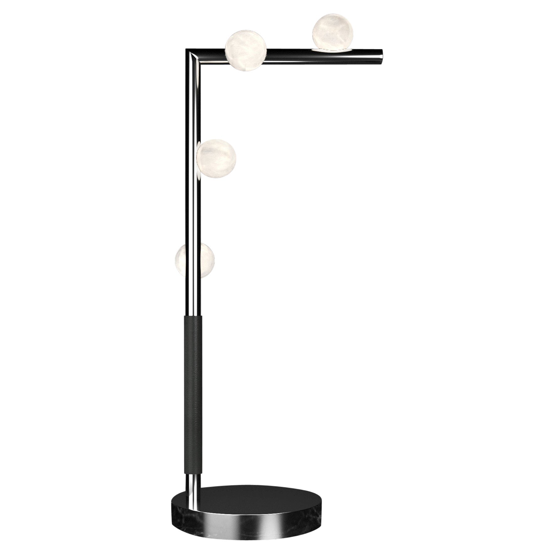 Demetra Shiny Silver Metal Table Lamp by Alabastro Italiano