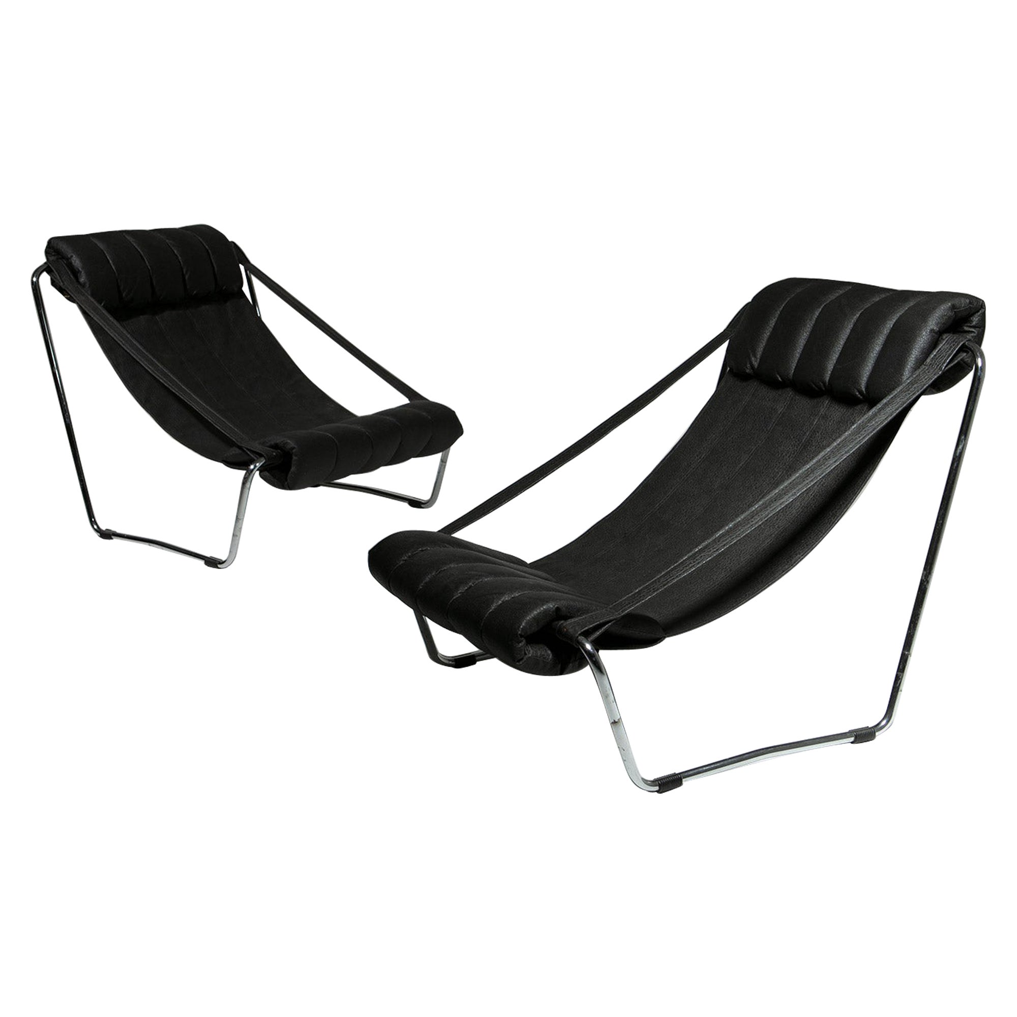 Pair Chrome Lounge Chairs by Corsini - Wiskemann for Cinova, Italy, 1970s For Sale