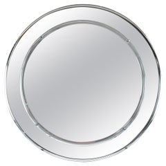 Cristal Arte Midcentury Double biseau rond  Miroir, Italie, années 1960