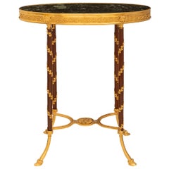 Table Louis XVI du XIXe siècle en bronze doré, acajou et marbre