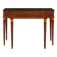 Italian 19th Century Neo-Classical St. Red Lacquered And Portor Marble Console