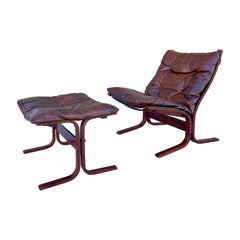 Vintage 1960s Danish Modern Lounge Chair & Ottoman by Westnofa