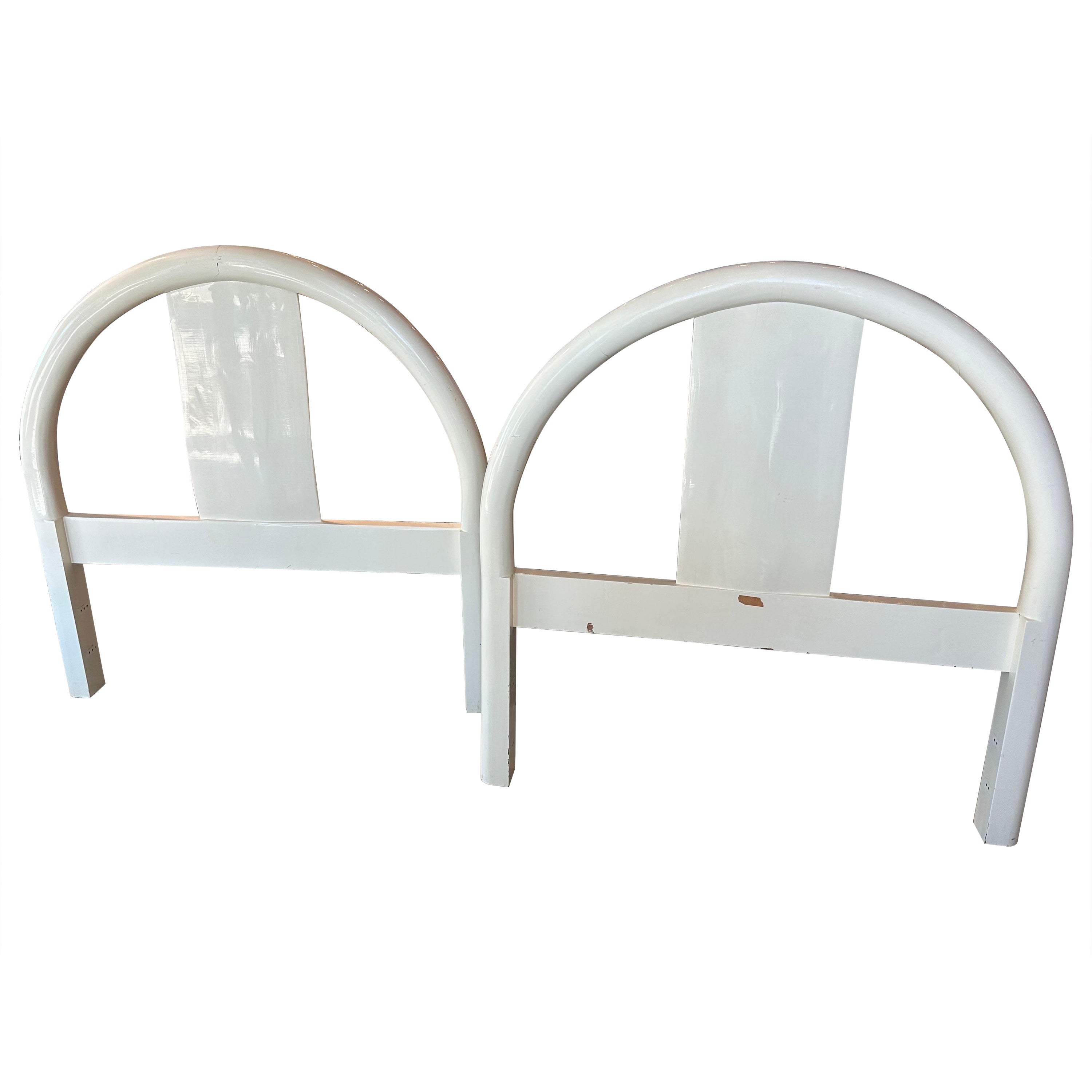 Pair of Vintage Modern Abstract Wavy Arched Twin Size Bed Headboards  For Sale
