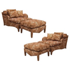 Vintage Pair of Donghia Leopard Print Left and Right Hand Chaise with Matching Ottomans