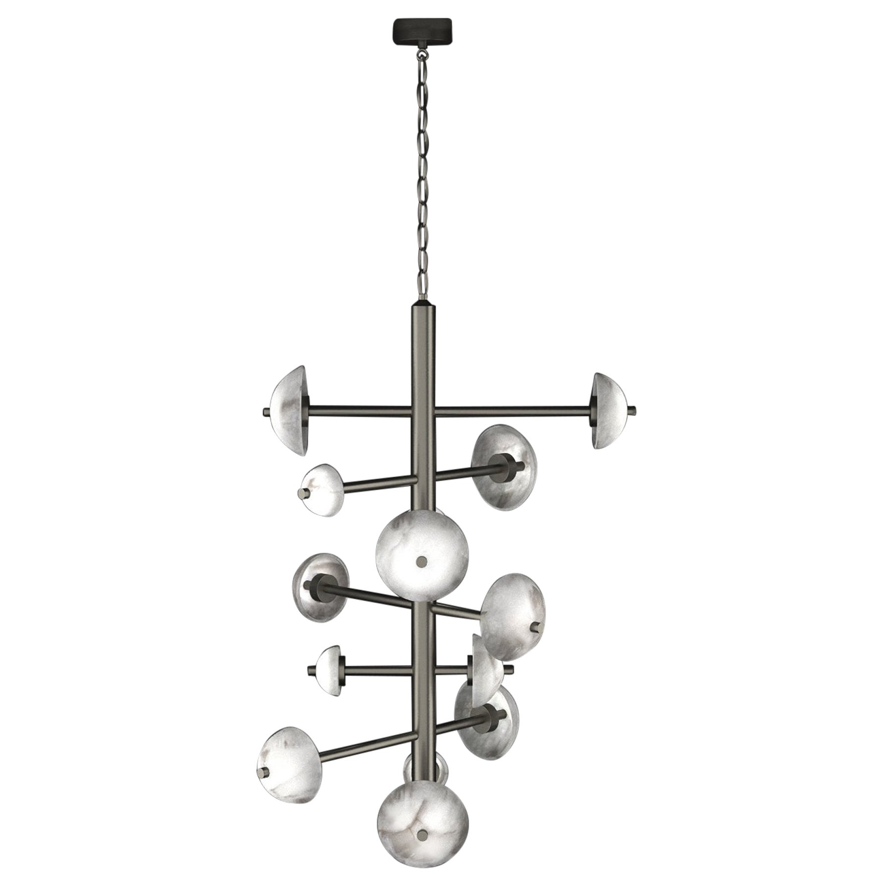 Apollo Brushed Black Metal Chandelier by Alabastro Italiano For Sale