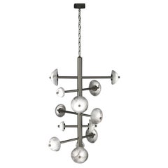 Apollo Brushed Black Metal Chandelier by Alabastro Italiano