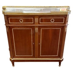 French Louis XVI Style Mahogany and Brass Trim Server After Jansen