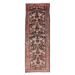 Antique Persain Nahavand Gallery Runner with All-Over Sub-Geometric Design
