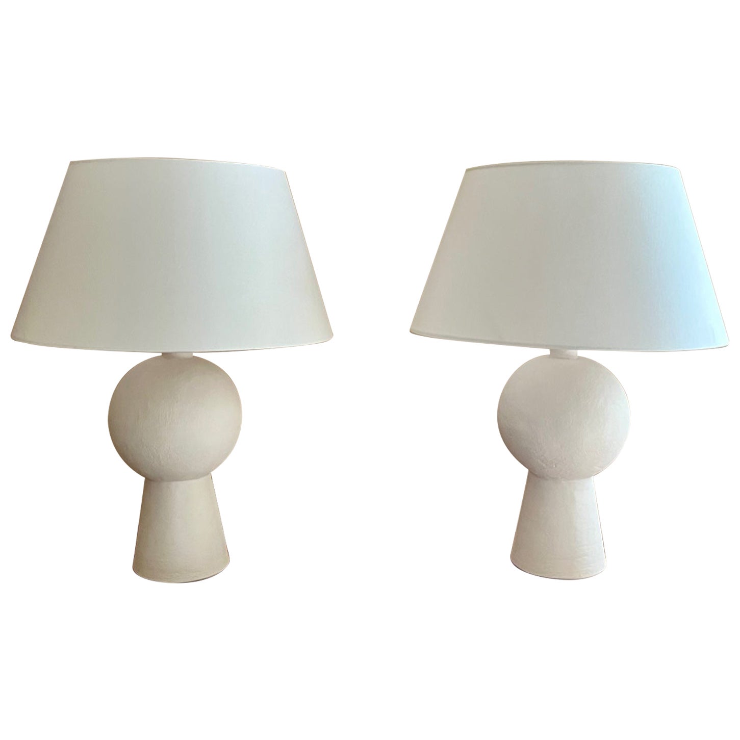 Pair of Stuccoed Plaster Table Lamps