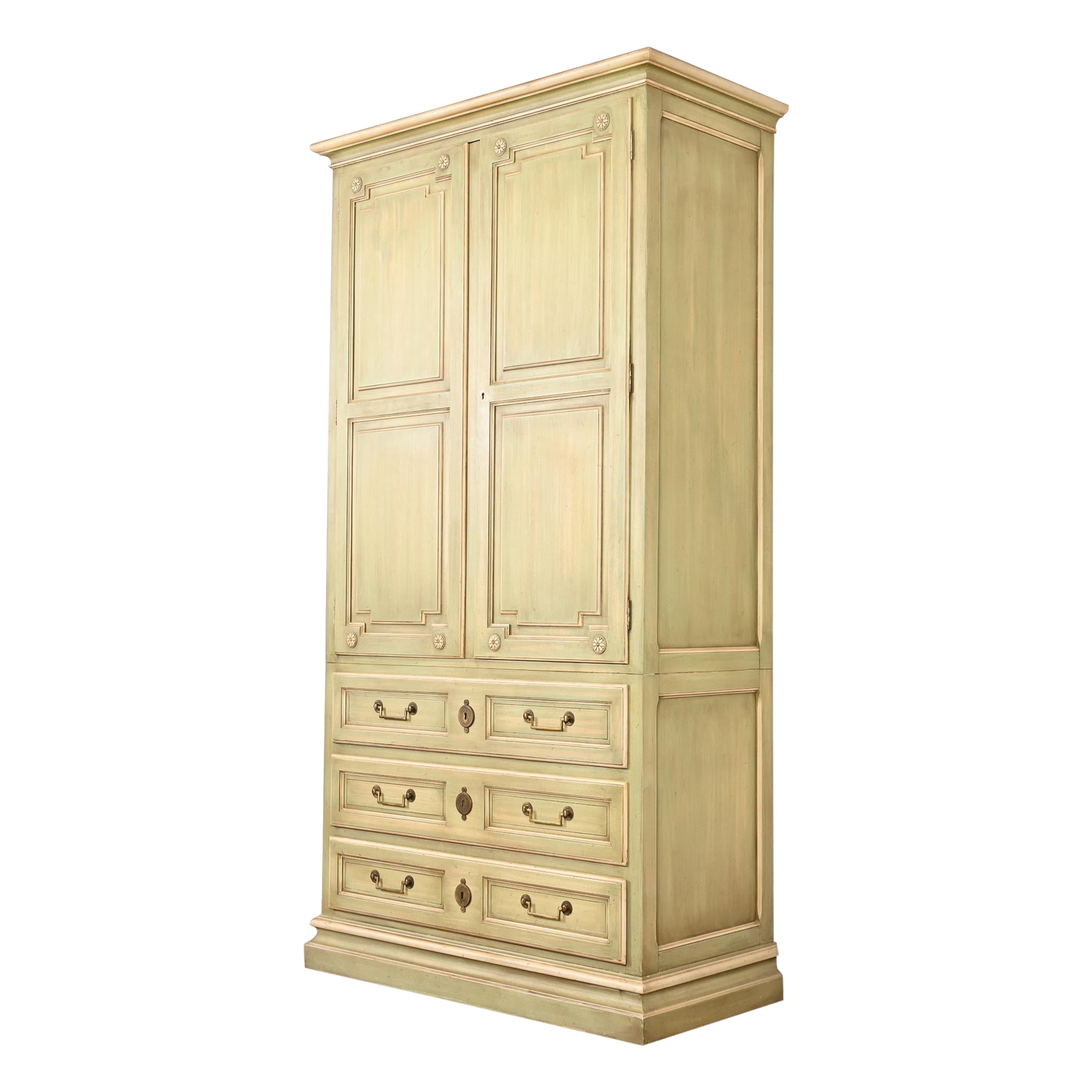 Baker Furniture French Regency Louis XVI Painted Armoire Dresser or Linen Press For Sale