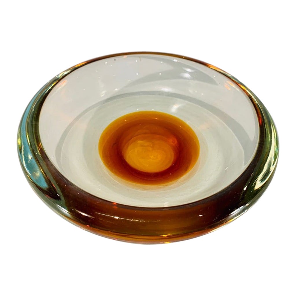 Barbini Murano glass bowl bicolor circa 1950 For Sale