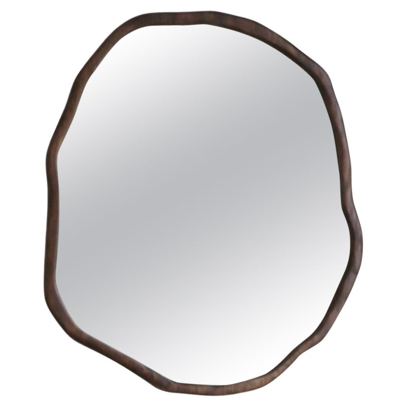Medium Dark Varnish Ondulation Mirror by Alice Lahana Studio For Sale