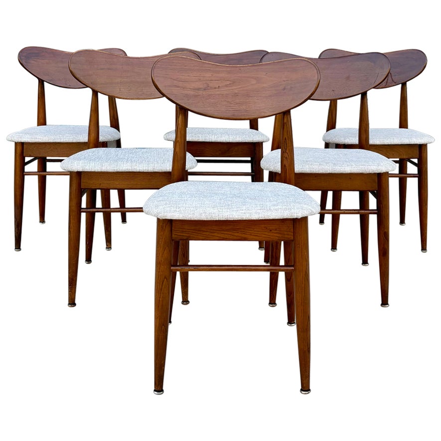 1960s Mid Century Walnut Dining Chairs - Set of 6 For Sale
