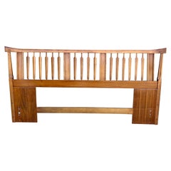 Used 1960s Mid Century Walnut Brutalist King Headboard by Thomasville