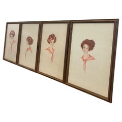 Vintage-Set aus 4 Illustrationen, signiert Zoe Kennedy, von 1909, Vintage