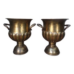 Pair of Vintage Italian Brass Wine or Champagne Coolers