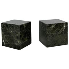 1970s Black Marble Cube Bookends – a Pair