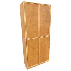 1970'S 4 Door Cane Front Storage Cabinet