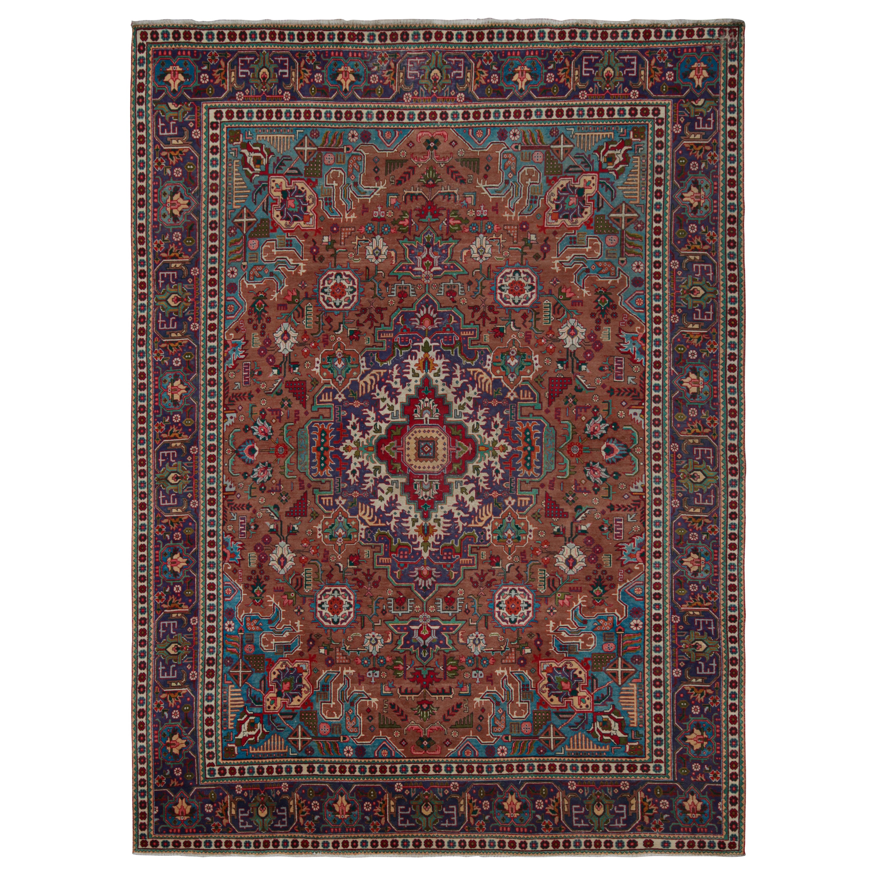 Vintage Persian rug in Indigo, Beige-Brown Patterns by Rug & Kilim