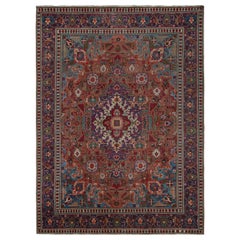 Retro Persian rug in Indigo, Beige-Brown Patterns by Rug & Kilim