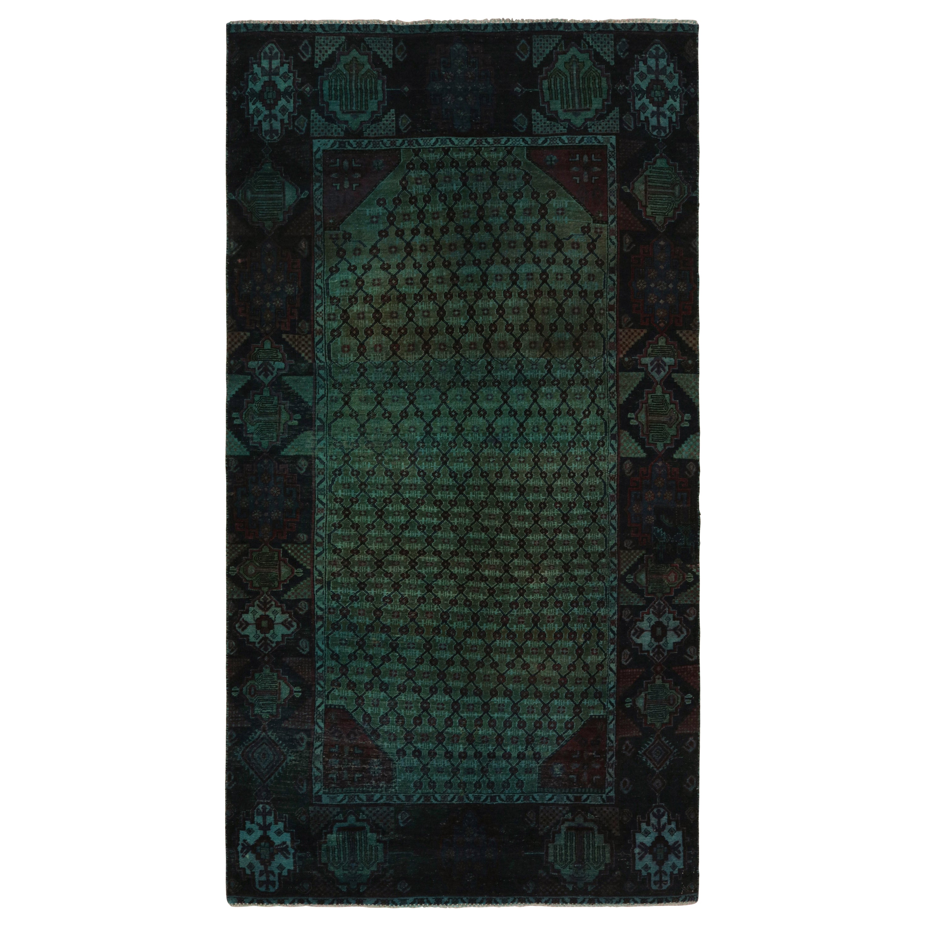 Vintage Persian rug in Blue and Green by Rug & Kilim For Sale