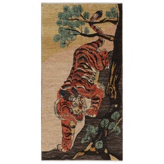 Rug & Kilim’s Tiger style pictorial runner in Brown, Gold and Orange