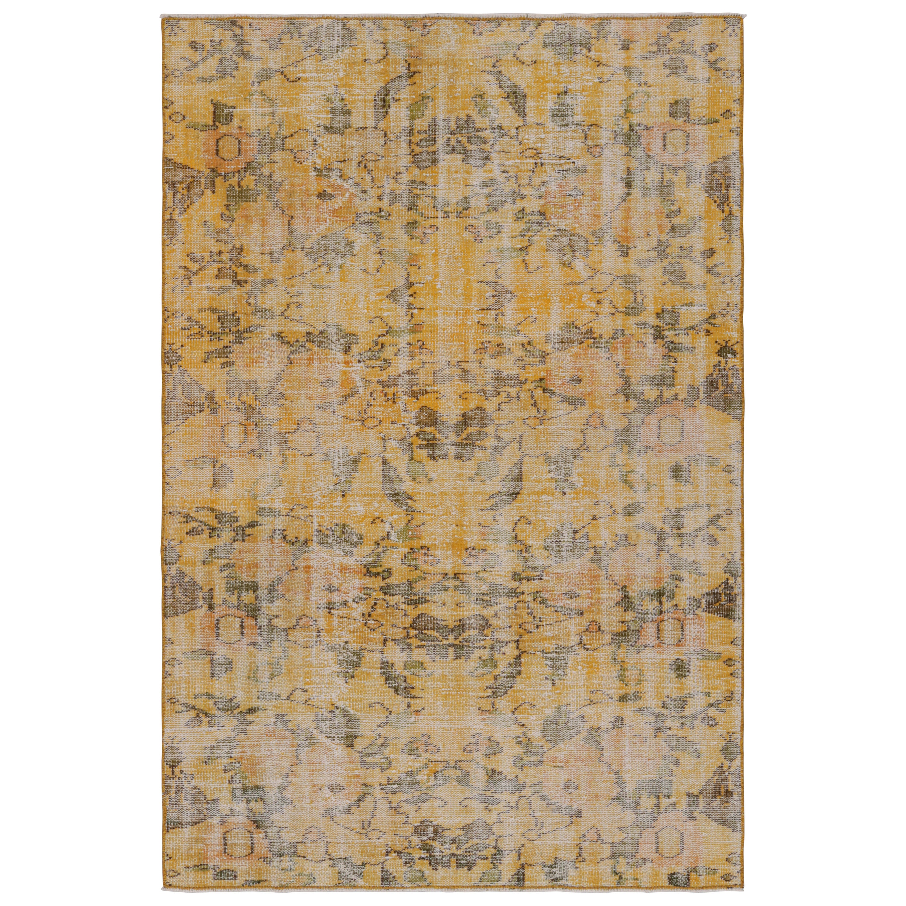 Vintage Zeki Muren rug in Gold and Brown by Rug & Kilim For Sale