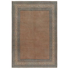 Retro Indian rug in Beige-Brown and Blue Patterns by Rug & Kilim