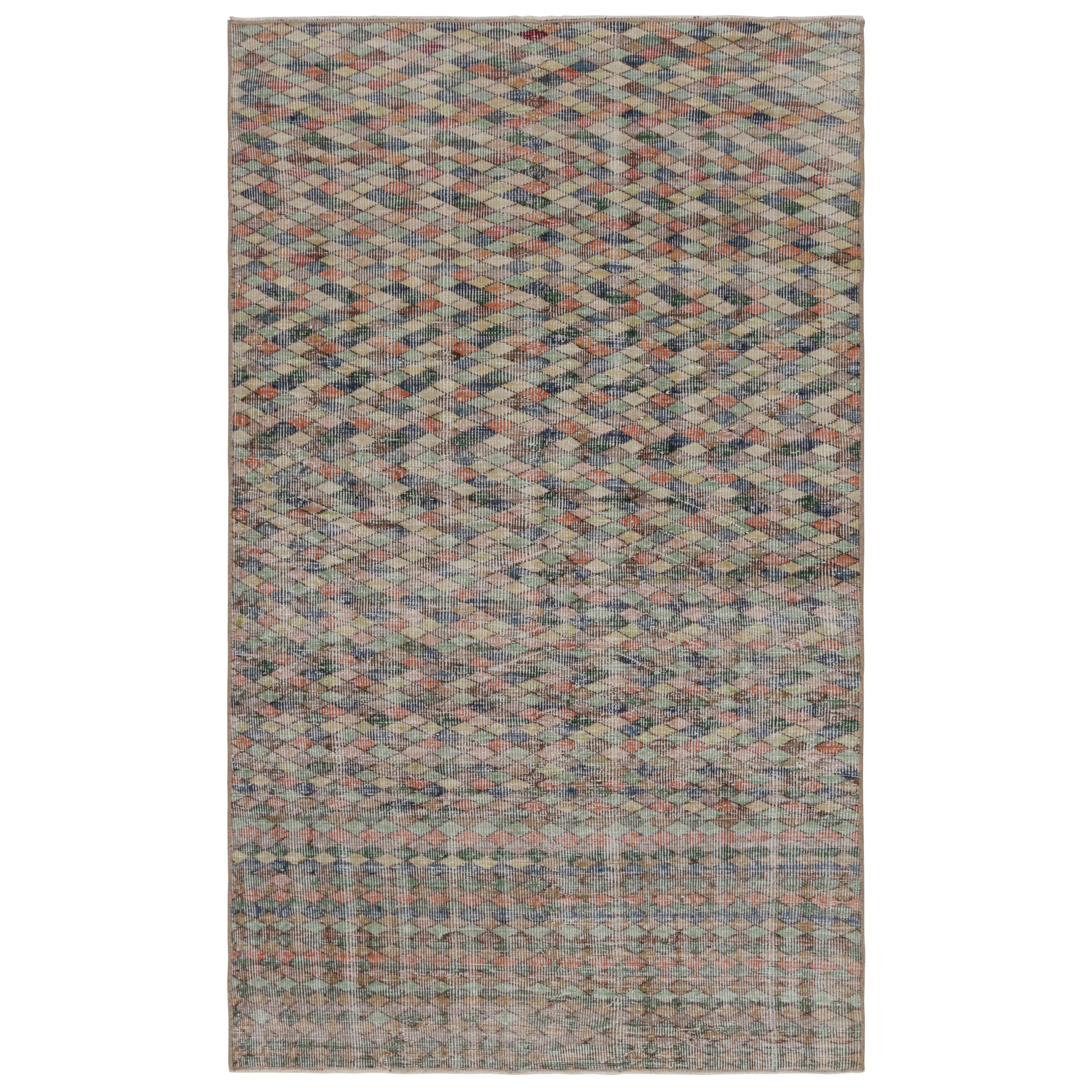 Vintage Zeki Muren rug with Polychromatic Geometric Patterns by Rug & Kilim