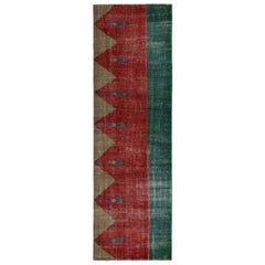 Tapis de couloir turc vintage à motifs rouges, sarcelles et or par Rug & Kilim