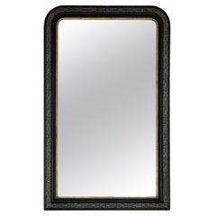 Antique very large 19th Century quality ebonised gilt overmantle wall mirror