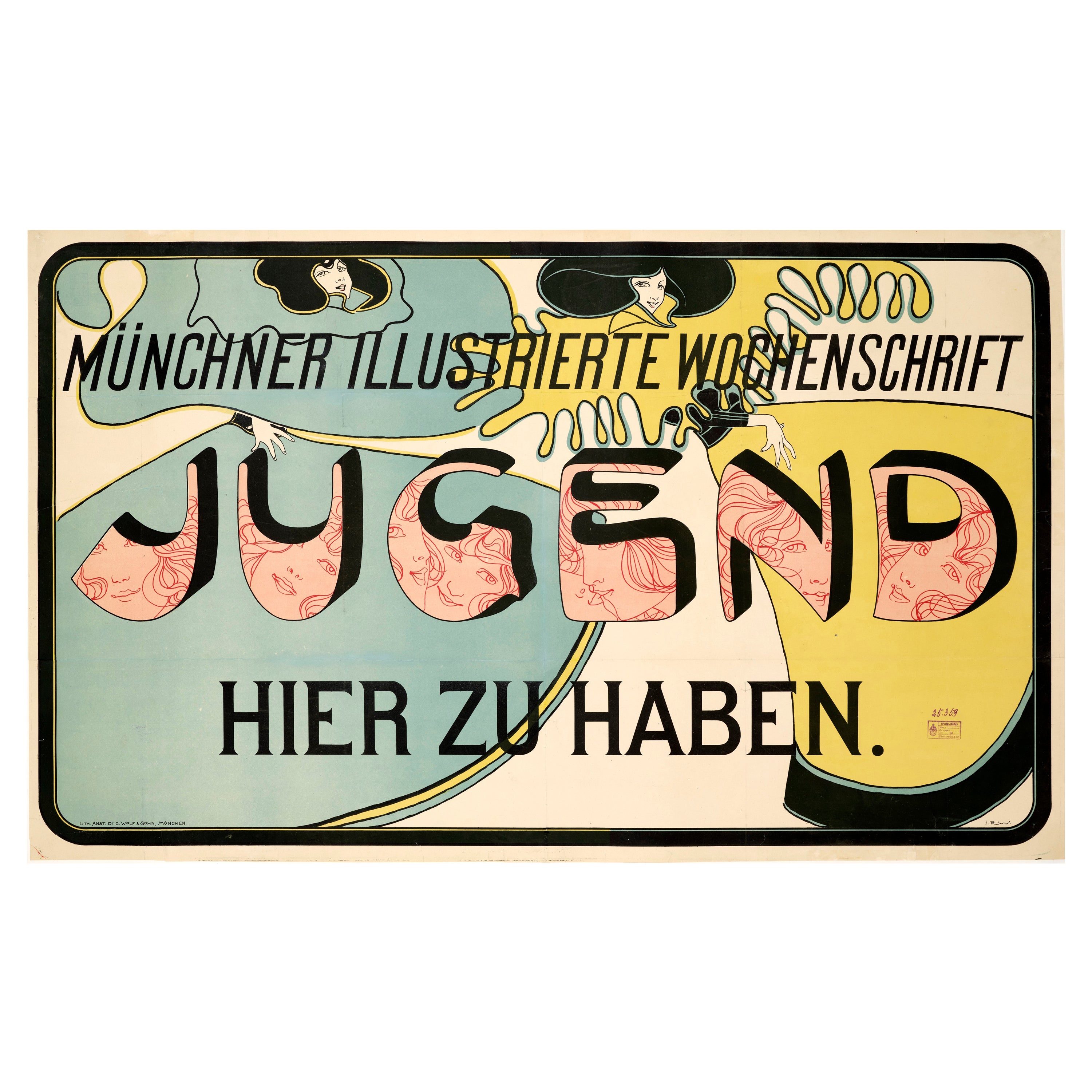 Witzel, Original Art Nouveau Poster, Jugend, Jugendstil, Youth, Munich, Mag 1896
