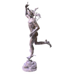 Retro Large Italian Bronze Mercury Statue Casting Hermes by Giambologna