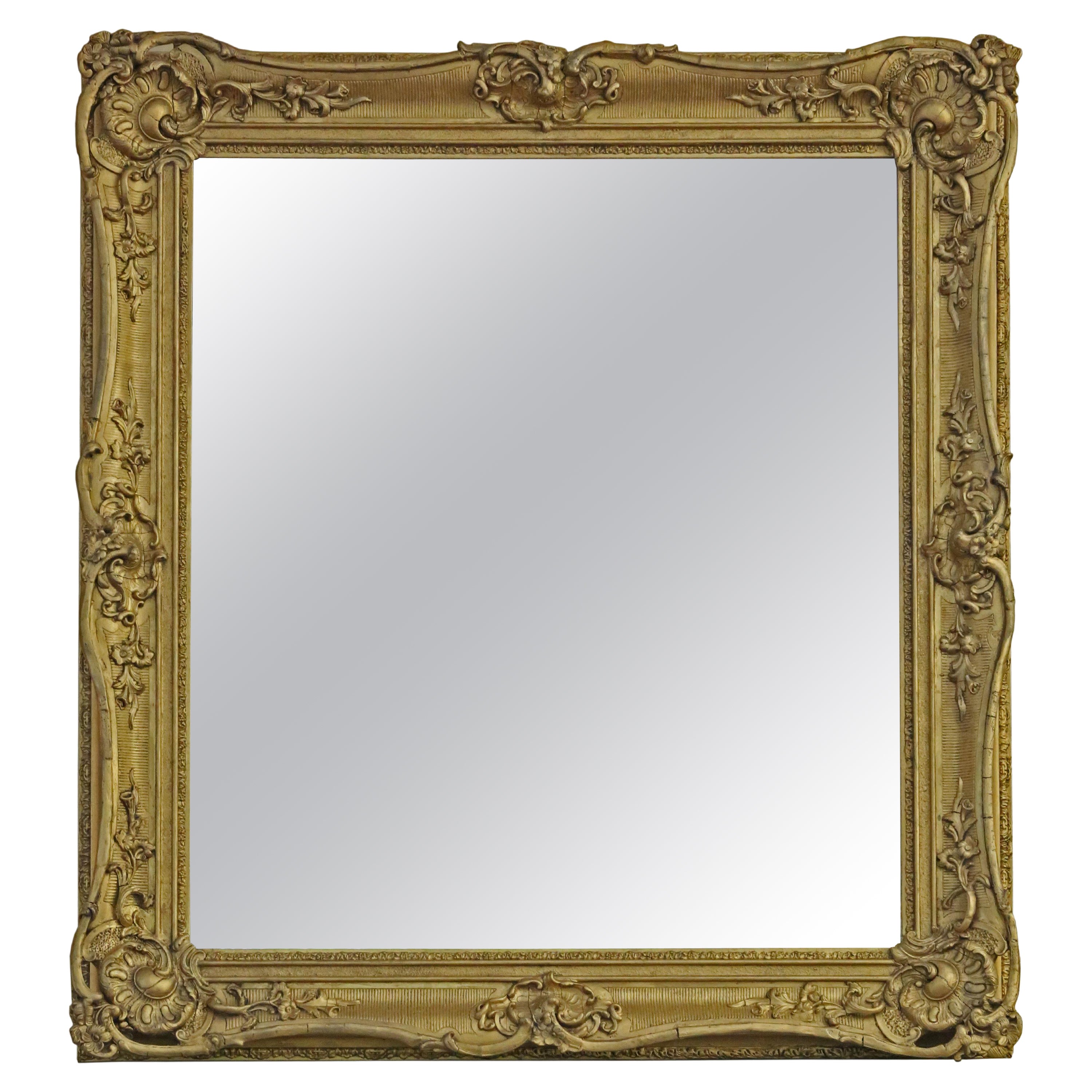  Antique large 19th Century quality gilt overmantle wall mirror For Sale