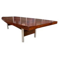 Brazilian Modern Dining Table in Hardwood & Chromed Legs, Sergio Rodrigues, 1966