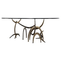 Silas Seandel "Ortago" Natural Bronze and Brass Finish Dining Table, 1979