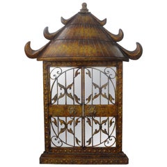 Espejo Pagoda Vintage de Metal Dorado