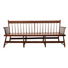 Early 19th Century Early American Pine Windsor Spindle-Back Meeting House Bench