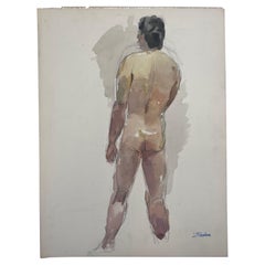 Vintage Nude Male Portrait on Paper.