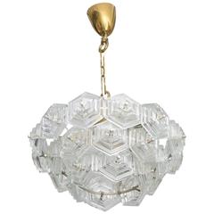 Mid-Century Modern Chandelier, Glass and Brass, Austria, 1960s 6