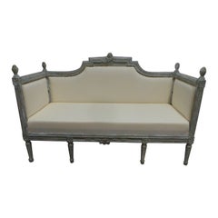 Incredible Blue Original Painted Swedish Gustavian Sofa