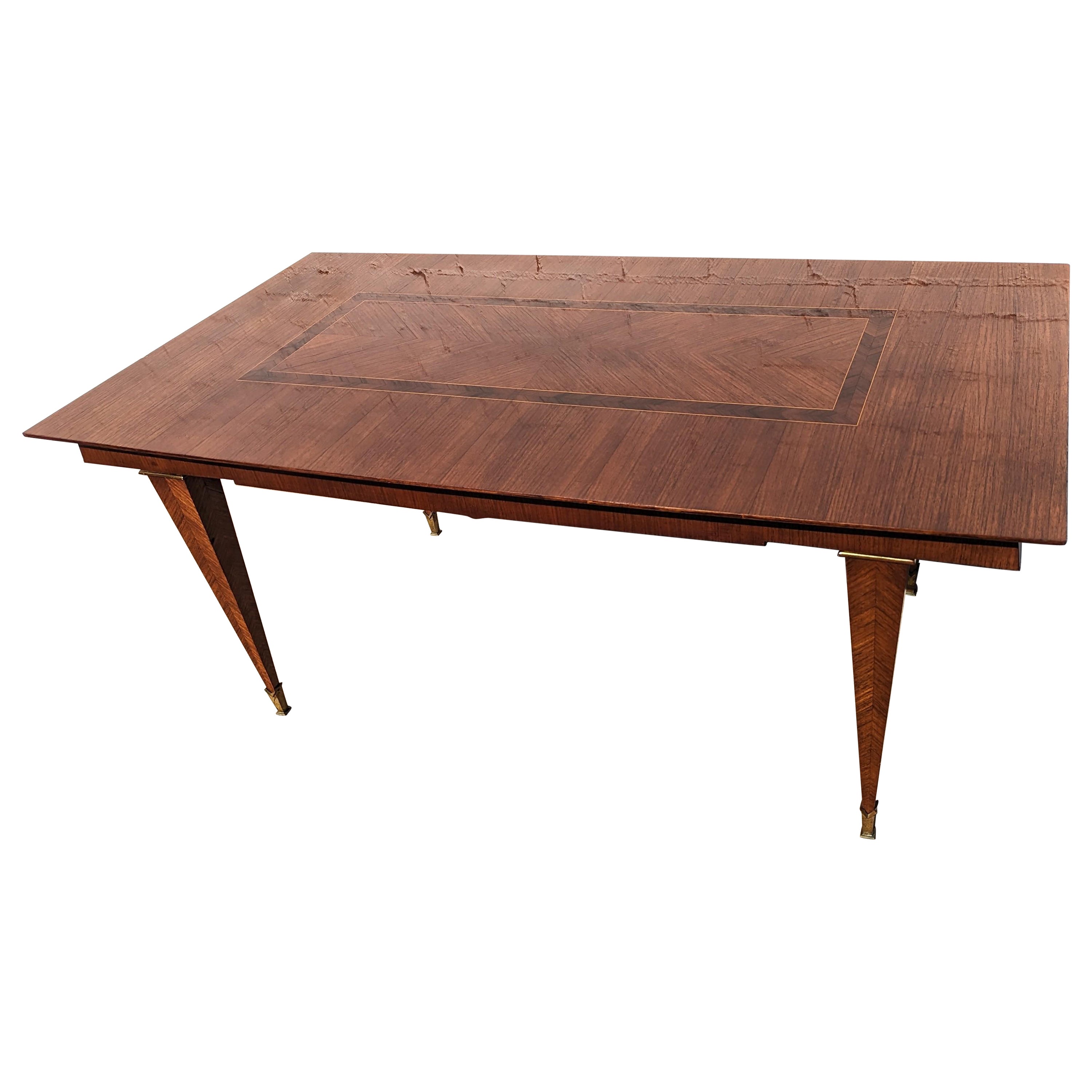 Mid Century Italian Modern Herringbone Lacquered Dining Table  For Sale