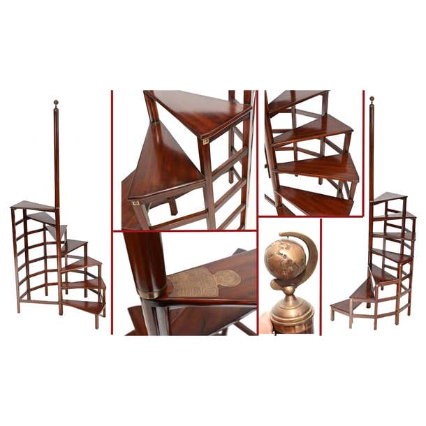Regency Library Ladder English Mahogany Book Study Furniture For Sale ...