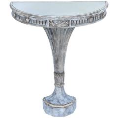 Demilune Console with Mirrored Top on Hourglass-Form Painted Base