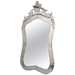 Large Venetian Mirror in Free-Form Shape with Etched Foliate Motifs