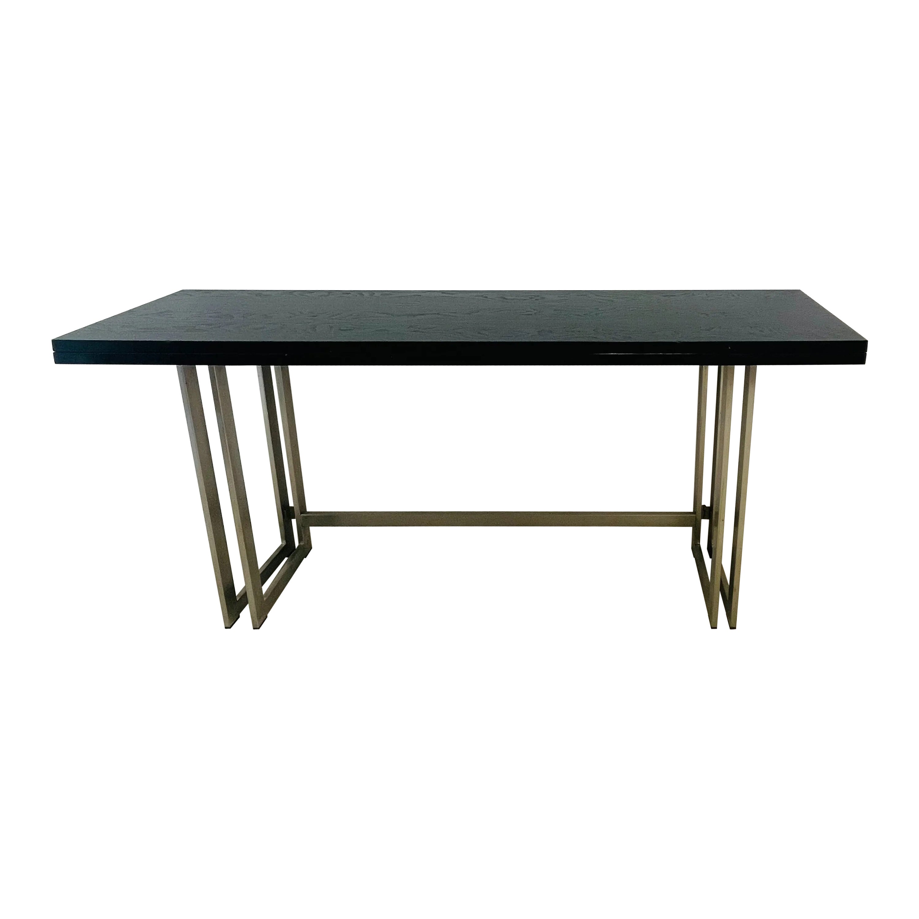 Artelano, steel and stained oak Extending Console Table, Italy 1970 For Sale