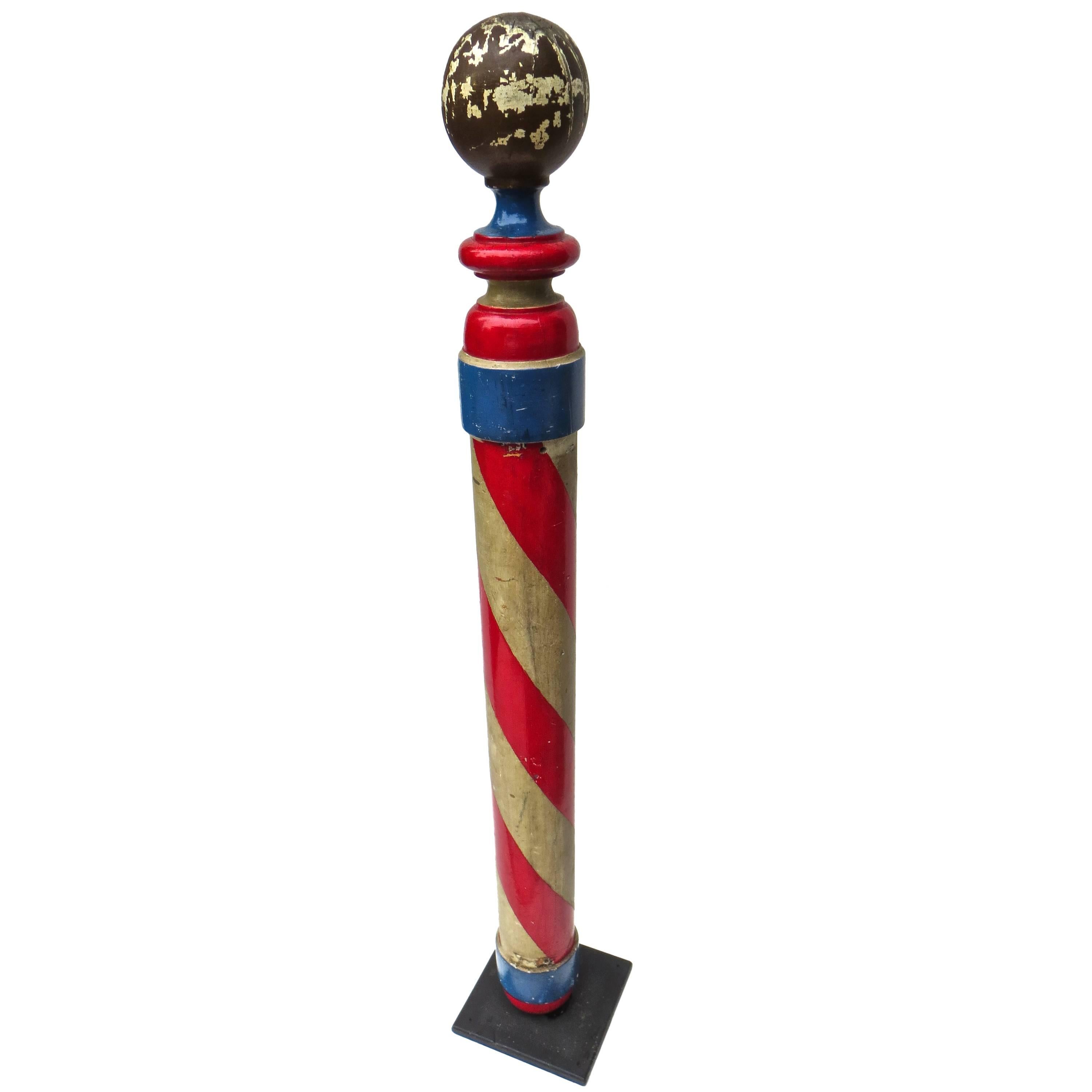 American Wood Barber Pole, circa 1900-1910