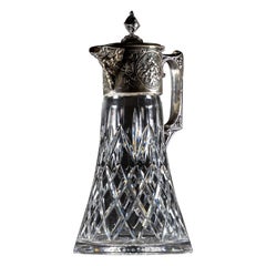 Glass carafe with silver mount, Topazio, Portugal, early 20th century